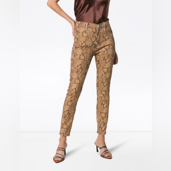 Frame Denim Denim - FRAME Le High Skinny Coated Python Snake Print Jeans, Size 26